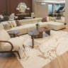 Showroom dengan wallpaper artsy