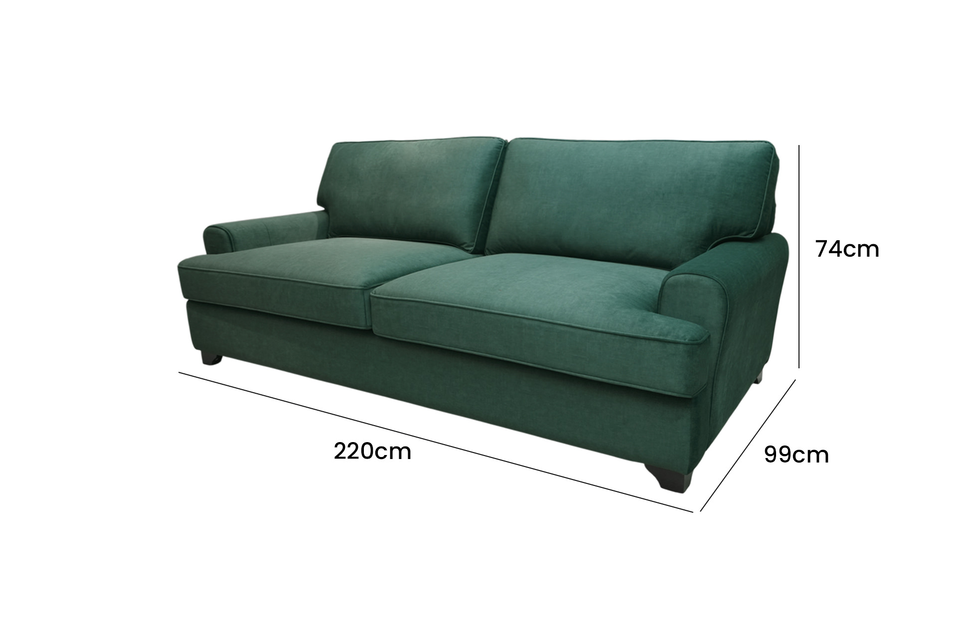 Home Decor Virginia Sofa FS 414 Side View Size