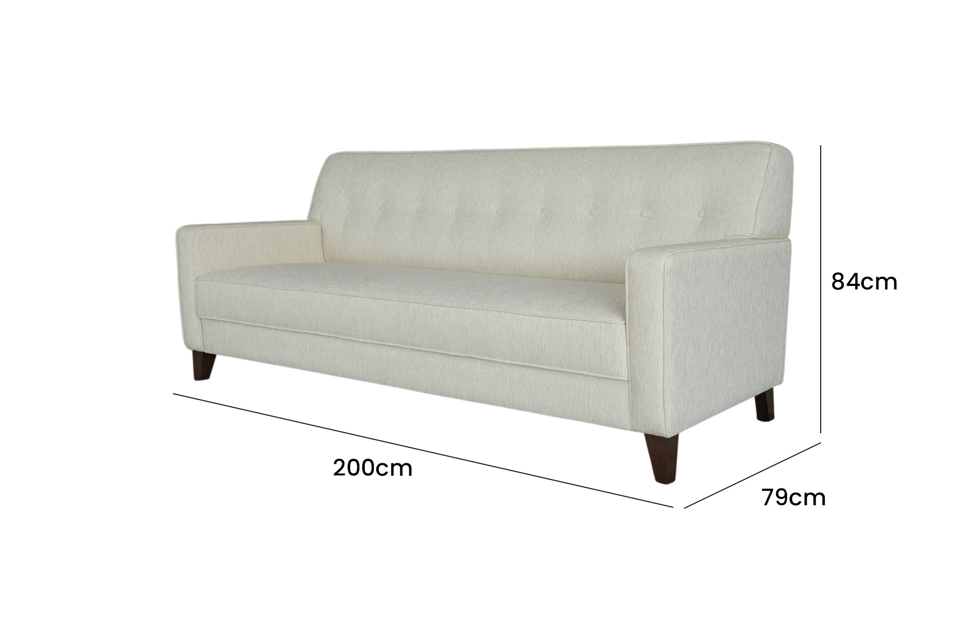 Home Decor Britany Sofa DS 16 Tapioca SIde View Size