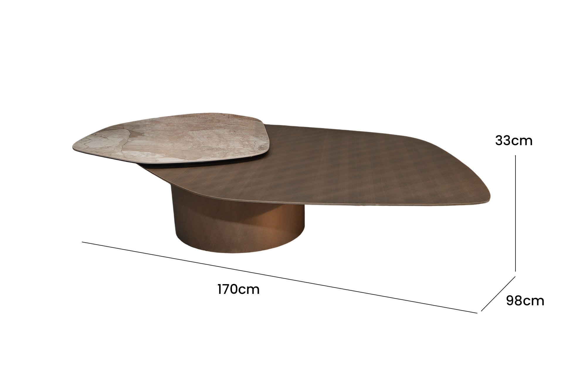 Home Decor L-FM2001 Coffee Table Side View Size