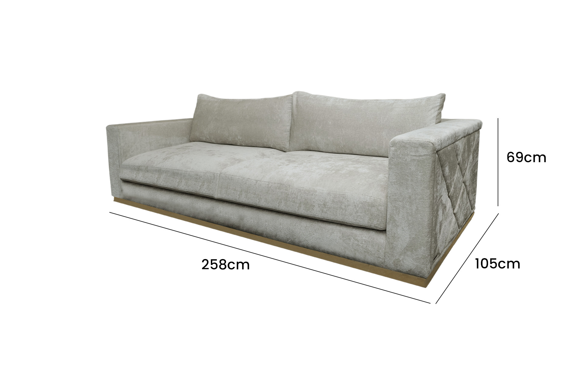 Home Decor Robertson Sofa T-17 Side View Size